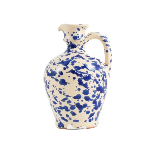 Puglia Handmade Puglia Blue Splatter Oil Bottle, 250ml New