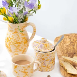 Puglia Handmade Puglia Dark Yellow Splatter Pitcher Hot