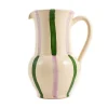 Puglia Handmade Puglia Green and Lilac Stripe Pitcher Hot