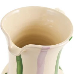 Puglia Handmade Puglia Green and Lilac Stripe Pitcher Hot