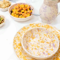 Puglia Handmade Puglia Lilac and Yellow Splatter Bowl, 12cm Discount
