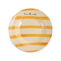 Puglia Handmade Puglia "Penne Alla Vodka" Yellow Stripe Pasta Bowl, 29cm Online