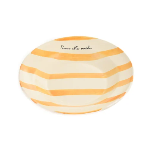 Puglia Handmade Puglia "Penne Alla Vodka" Yellow Stripe Pasta Bowl, 29cm Online