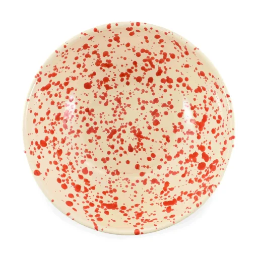 Puglia Handmade Puglia Red Splatter Large Salad Bowl, 28cm Clearance