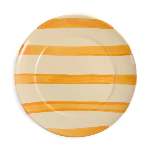 Puglia Handmade Puglia Yellow Stripe Dinner Plate, 27cm Clearance
