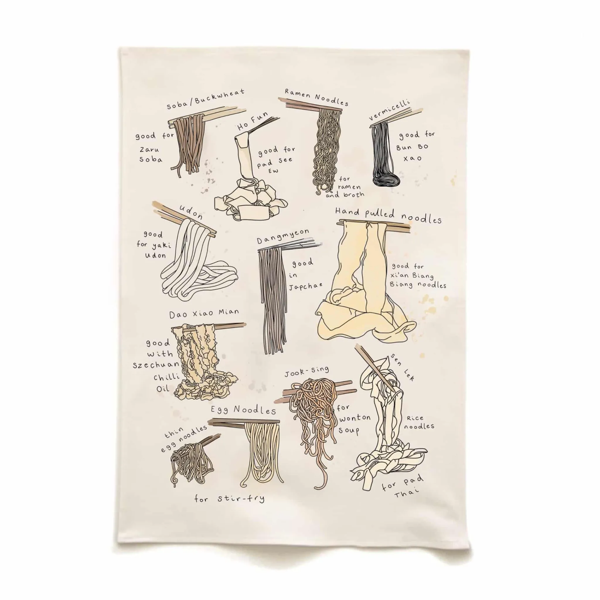 Quite Nice Clothing Types of Noodles Organic Cotton Tea Towel Outlet