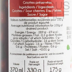Sabarot Pitted Morello Cherries (Griottes), 370ml New