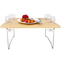 Les Jardin de la Comtesse Saint-Malo Blue Striped Picnic Basket with Table, 4 Person Clearance