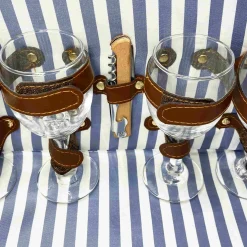 Les Jardin de la Comtesse Saint-Malo Blue Striped Picnic Basket with Table, 4 Person Clearance