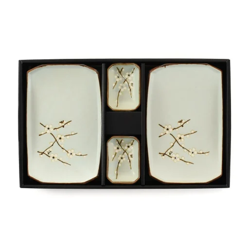 Kiji Stoneware & Ceramics Sakura Blossom Sushi Serving Set