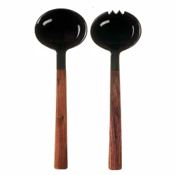 Sarah Petherick Black Horn and Wood Salad Servers Set Best