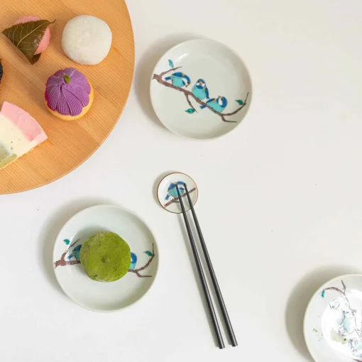 Seikou Porcelain Birds on Branch Garnish Plates, Set of 5, 5.5cm Best