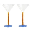 &Klevering Set of 2 Amber Bubble Stem Martini Glasses, 150ml Discount
