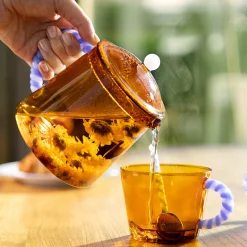 &Klevering Set of 2 Amber Glass Tea Cups, 300ml