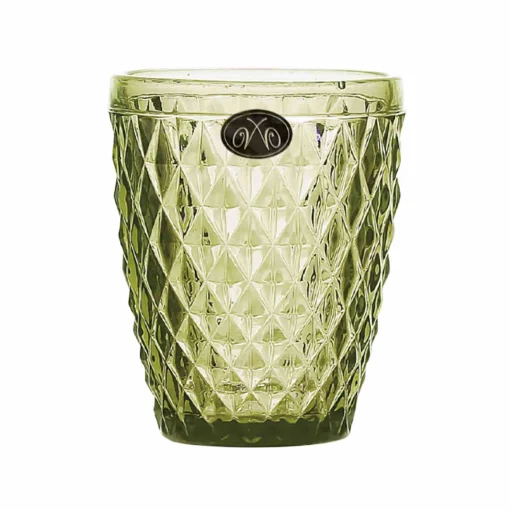 Bright Glassware Set of 6 Green Diamond Tumblers, 270ml Clearance