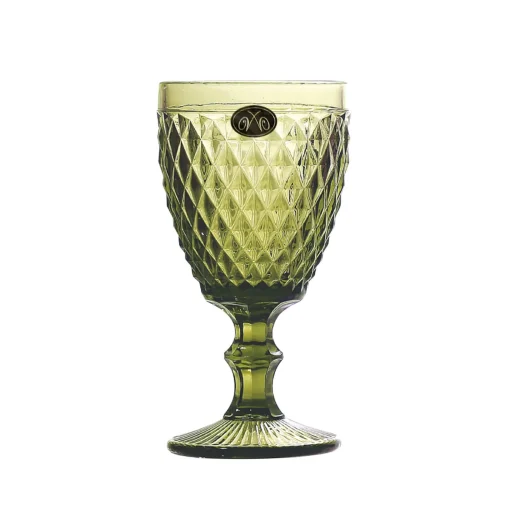 Bright Glassware Set of 6 Green Diamond Wine Glasses, 350ml Best