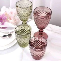 Bright Glassware Set of 6 Green Diamond Wine Glasses, 350ml Best