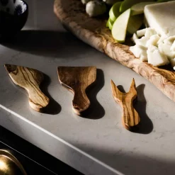 Naturally Med Set of 3 Olive Wood Mini Cheese Tools Clearance