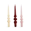&Klevering Set of 3 Red and Purple Spiral Candles Best