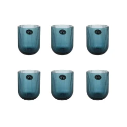 Bright Glassware Set of 6 Ribbed Blue Tumblers, 270ml Sale