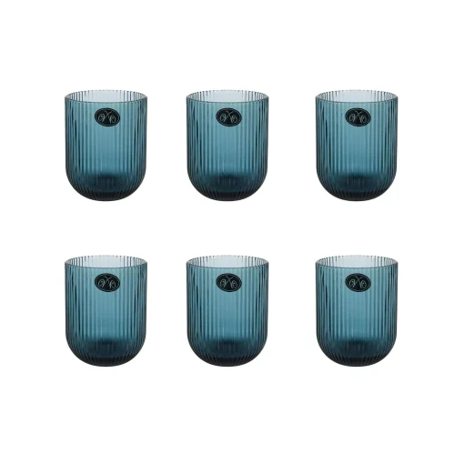 Bright Glassware Set of 6 Ribbed Blue Tumblers, 270ml Sale