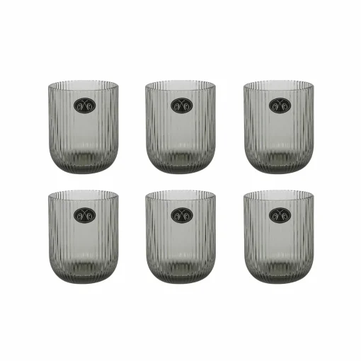 Bright Glassware Set of 6 Ribbed Green Tumblers, 270ml Clearance