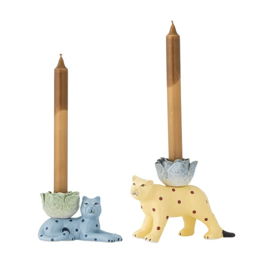 Bloomingville Set of 2 Rory Blue Stoneware Candle Holder Hot