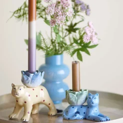 Bloomingville Set of 2 Rory Blue Stoneware Candle Holder Hot