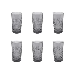 Bright Glassware Set of 6 Smoke Hobstar Highball Glasses, 350ml Discount