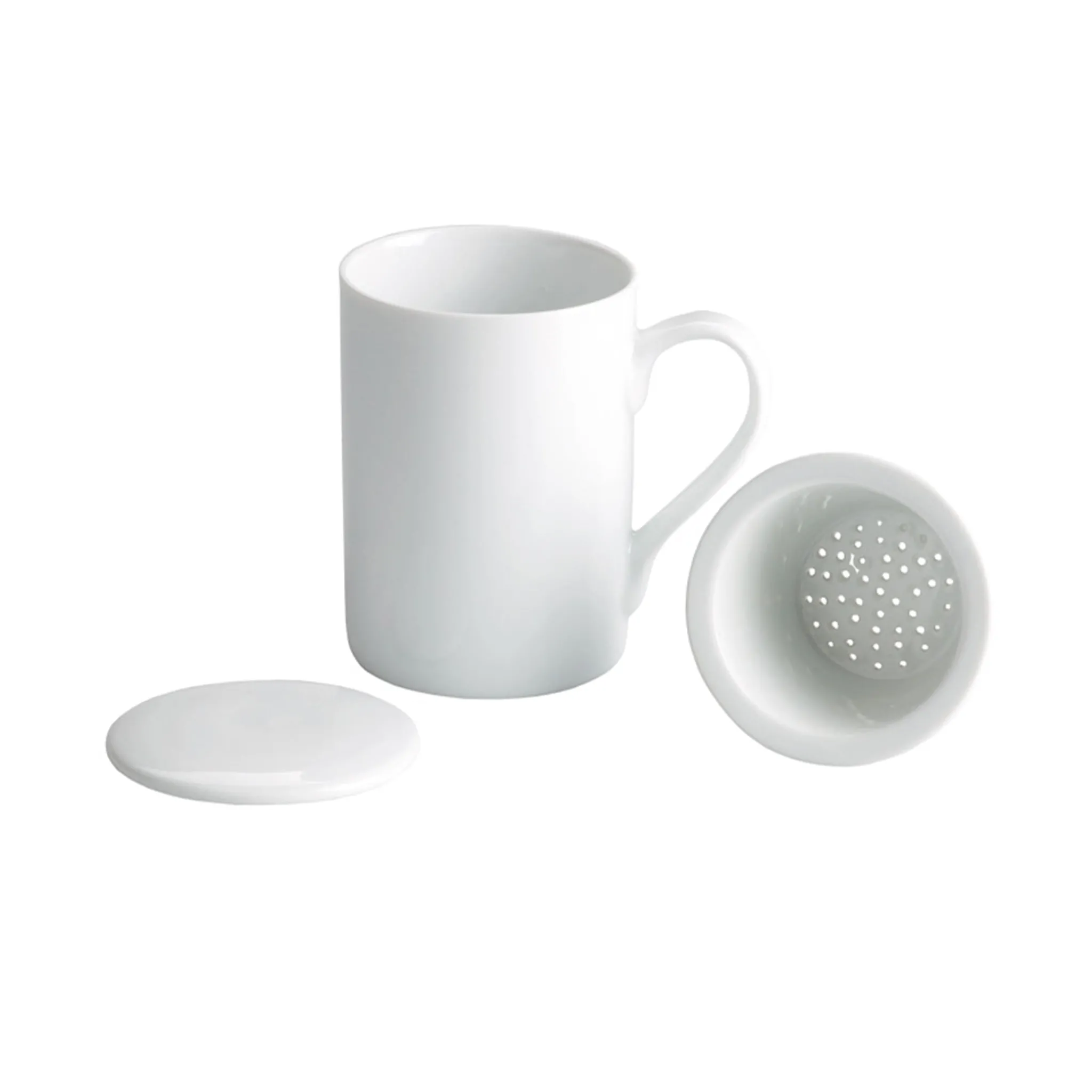 Porcelain Set of 6 White Mug with Tea Strainer, 270ml New