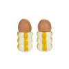 Balvi Set of 2 Yellow Striped Egg Cups New