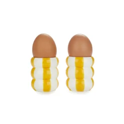 Balvi Set of 2 Yellow Striped Egg Cups New