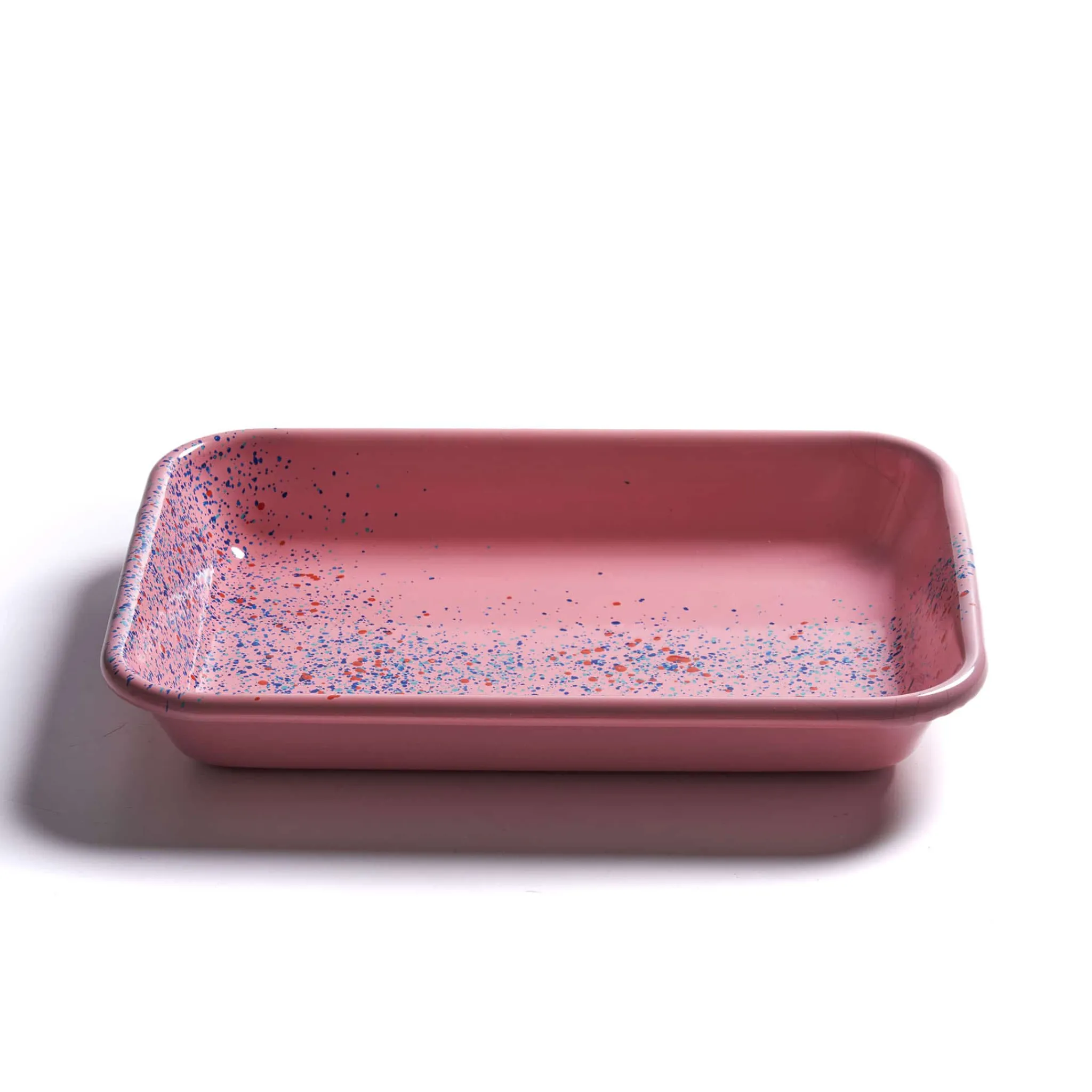 Kapka Enamel Splatter Fest Enamel Roasting and Serving Dish, Pink Sale