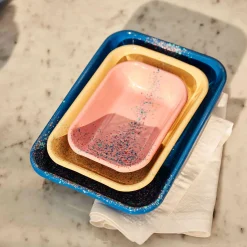 Kapka Enamel Splatter Fest Enamel Roasting and Serving Dish, Cobalt Blue Hot