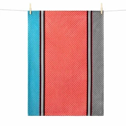 Tissage Moutet Blue & Coral French Jacquard Tea Towel New