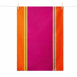 Tissage Moutet Purple & Orange French Jacquard Tea Towel Sale