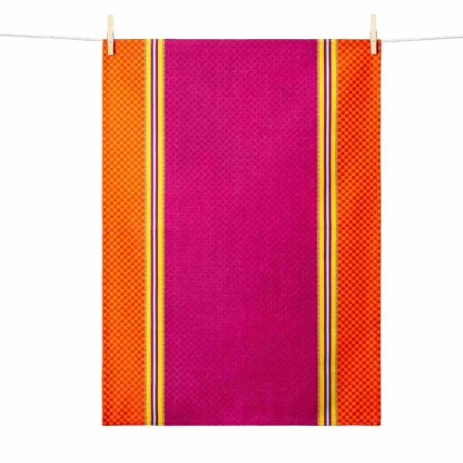 Tissage Moutet Purple & Orange French Jacquard Tea Towel Sale