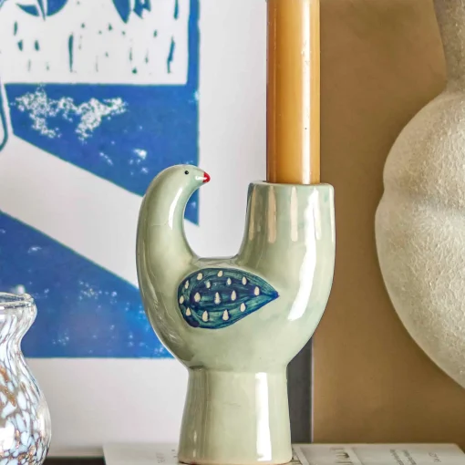 Bloomingville Trudy Blue Bird Candle Holder New