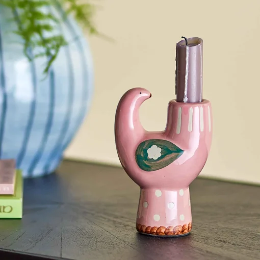 Bloomingville Trudy Pink Bird Candle Holder Discount