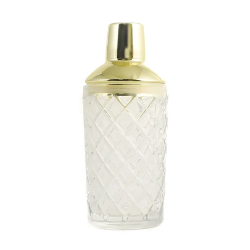 Uberstar Vintage Inspired Diamond Cut Glass & Gold Cocktail Shaker Hot