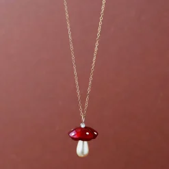 Wolf & Moon Red Mushroom Necklace Best