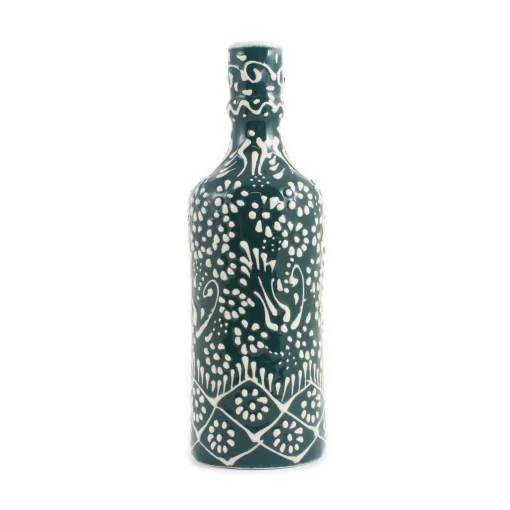 El Boyali Seramikler Yesil Ve Beyaz Boyali Oil Bottle, 395ml Sale