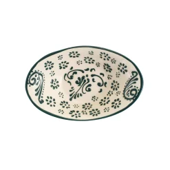 El Boyali Seramikler Yesil Ve Beyaz Boyali Oval Bowl, 16cm Clearance