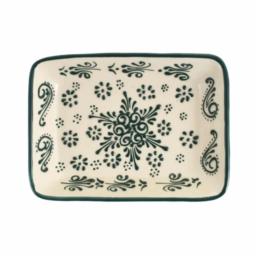 El Boyali Seramikler Yesil Ve Beyaz Boyali Rectangular Serving Dish, 18x13cm Best