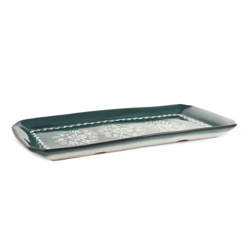 El Boyali Seramikler Yesil Ve Beyaz Boyali Serving Tray, 34x16.5cm Online