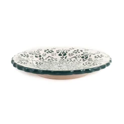 El Boyali Seramikler Yesil Ve Beyaz Boyali Wavy Side Plate, 19cm Outlet