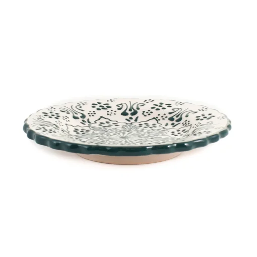 El Boyali Seramikler Yesil Ve Beyaz Boyali Wavy Side Plate, 19cm Outlet