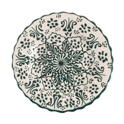 El Boyali Seramikler Yesil Ve Beyaz Boyali Wavy Side Plate, 19cm Outlet