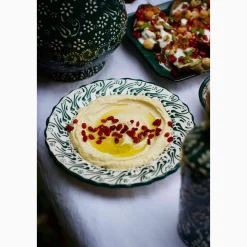 El Boyali Seramikler Yesil Ve Beyaz Boyali Wavy Side Plate, 19cm Outlet