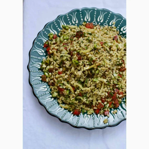 El Boyali Seramikler Yesil Ve Beyaz Boyali Wavy Dinner Plate, 26.5cm New